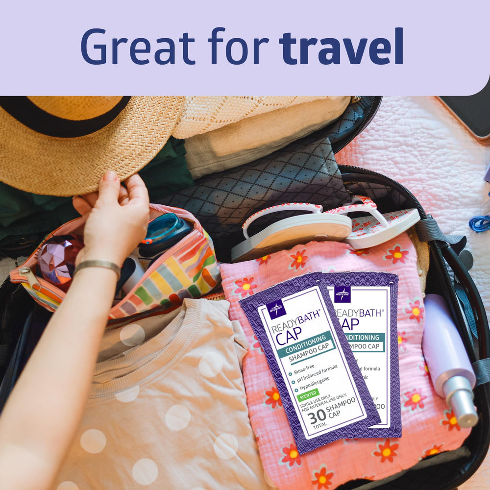 Medline ReadyBath packaging shown for travel-friendly convenience.