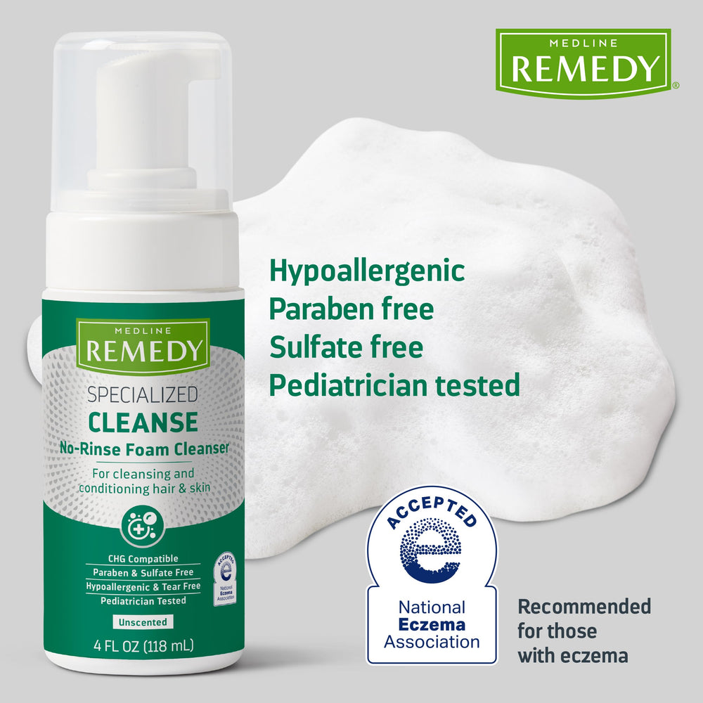 Medline Remedy No-Rinse Foam Cleanser close-up of fluffy cleansing foam.