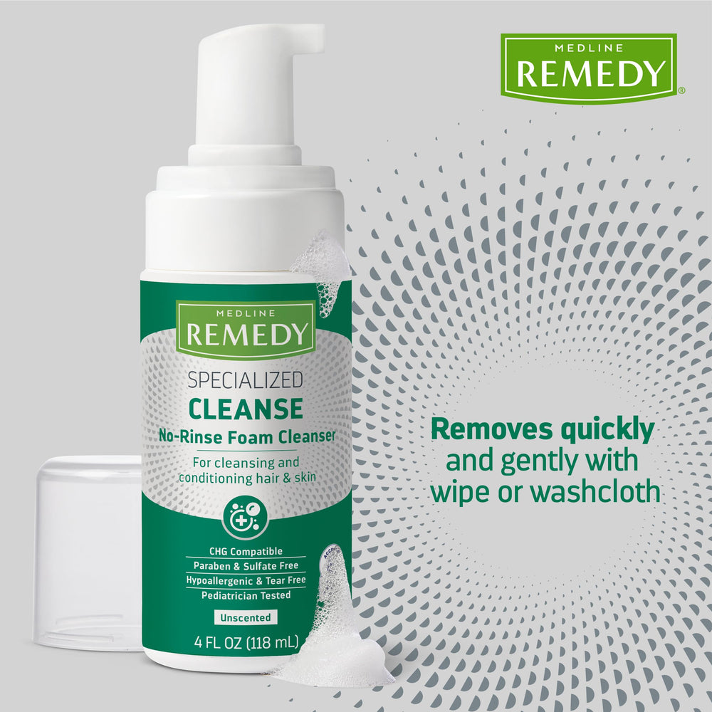 Medline Remedy No-Rinse Foam Cleanser aiding incontinence care at home.
