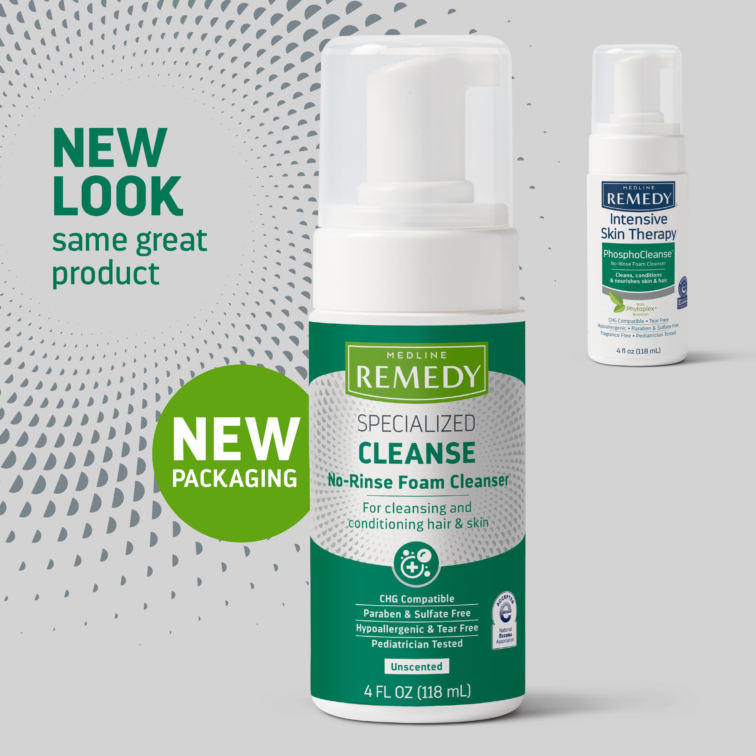 Medline Remedy No-Rinse Foam Cleanser pump for mess-free application.