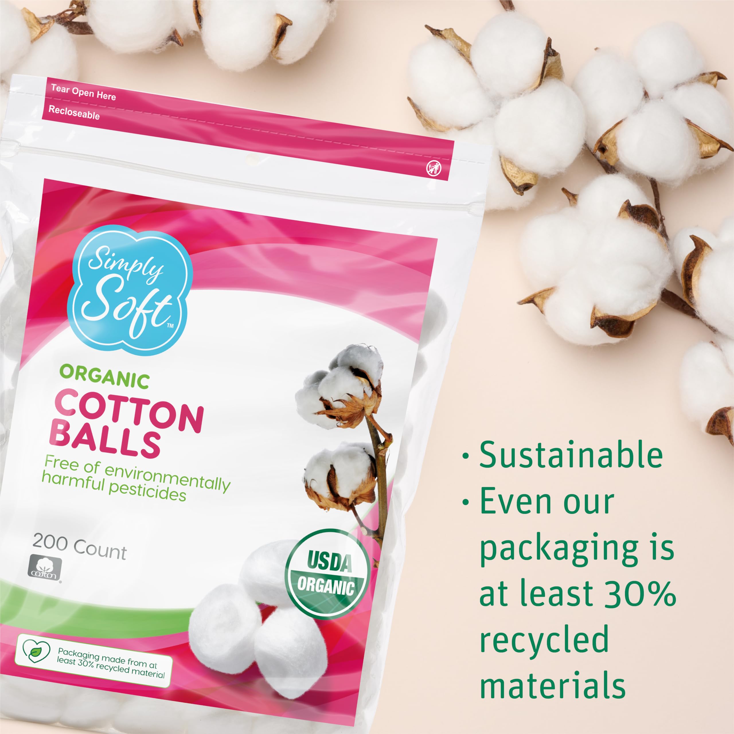 Medline Simply Soft cotton balls soft absorbent texture for skincare routines