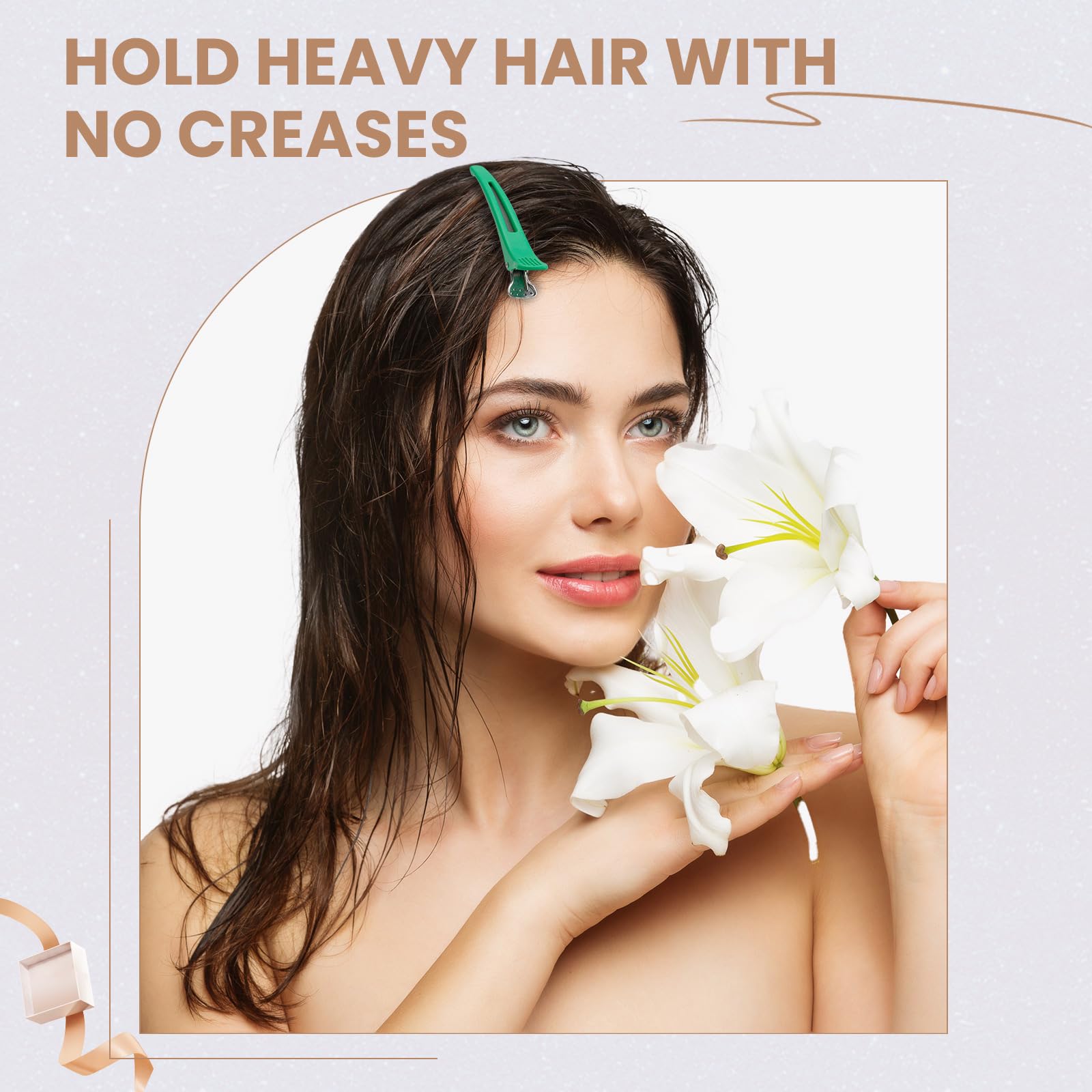 Medoca curling-ready clip helps hold foils and sections during color treatments.