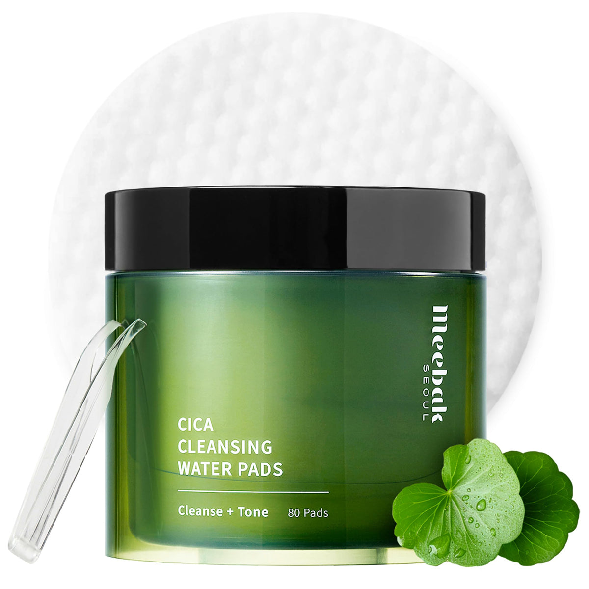 Meebak Cica Cleansing Water Pads packaging for convenient on-the-go cleansing.