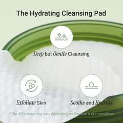 Meebak Cica Cleansing Water Pads wipes closeup with gentle cleansing action.