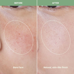 CC verde-beige de Meebak para neutralizar rojos y lograr tono natural.
