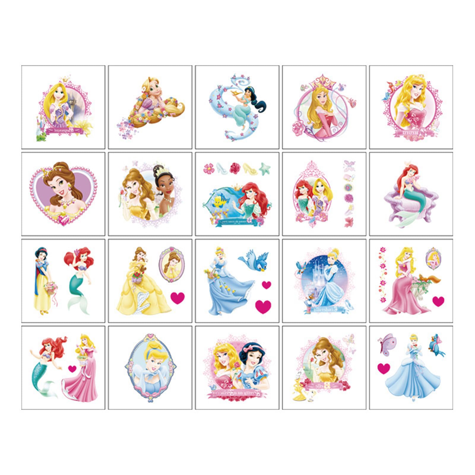 Meet Holiday Princess Temporary Tattoos sheet 2; waterproof, non-toxic decoration for birthdays and sleepovers.