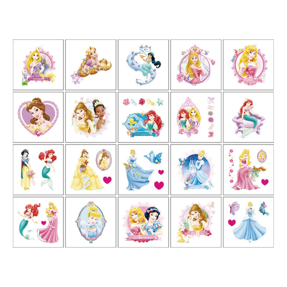 Meet Holiday Princess Temporary Tattoos sheet 2; waterproof, non-toxic decoration for birthdays and sleepovers.