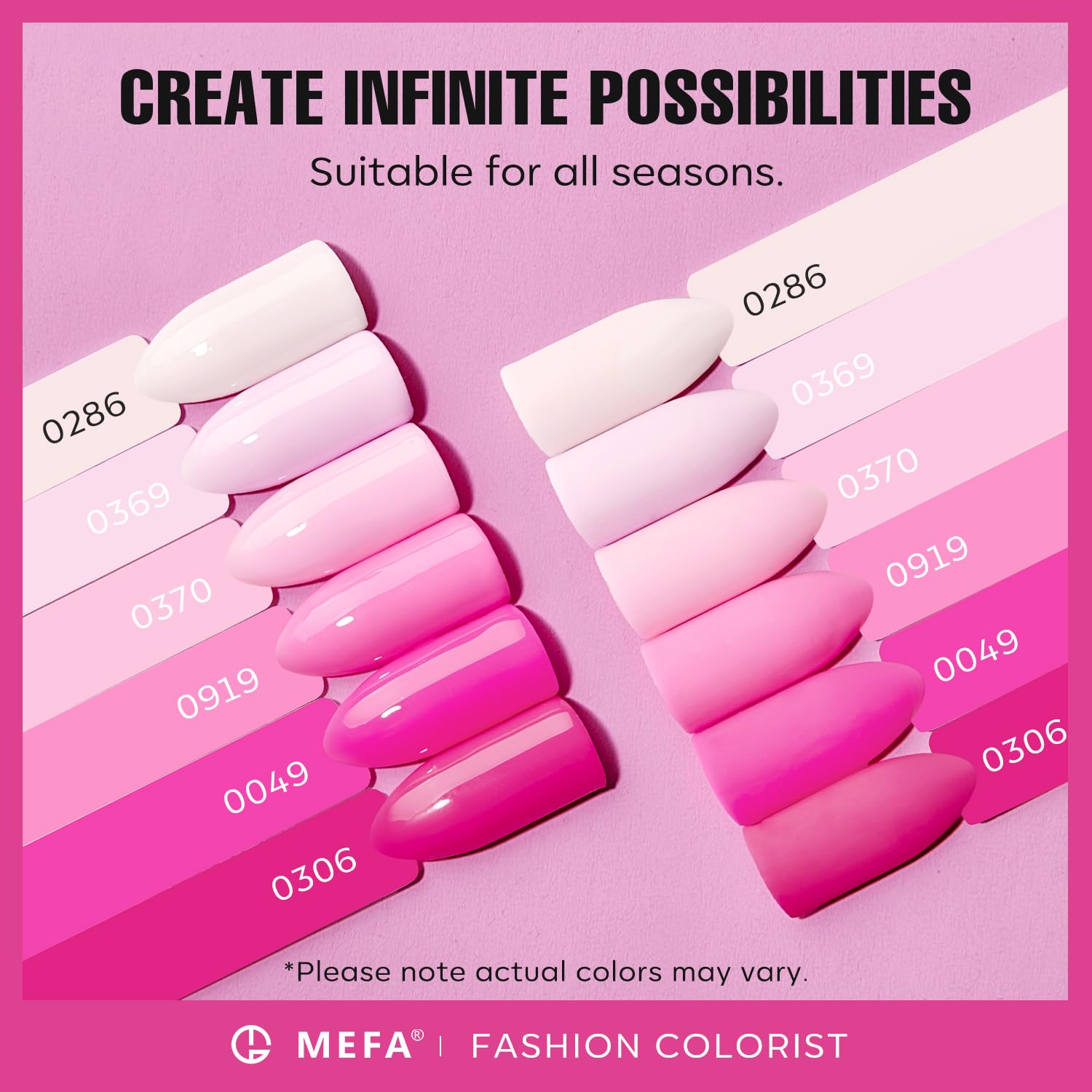 MEFA hot pink gel polish bottle for bold nails