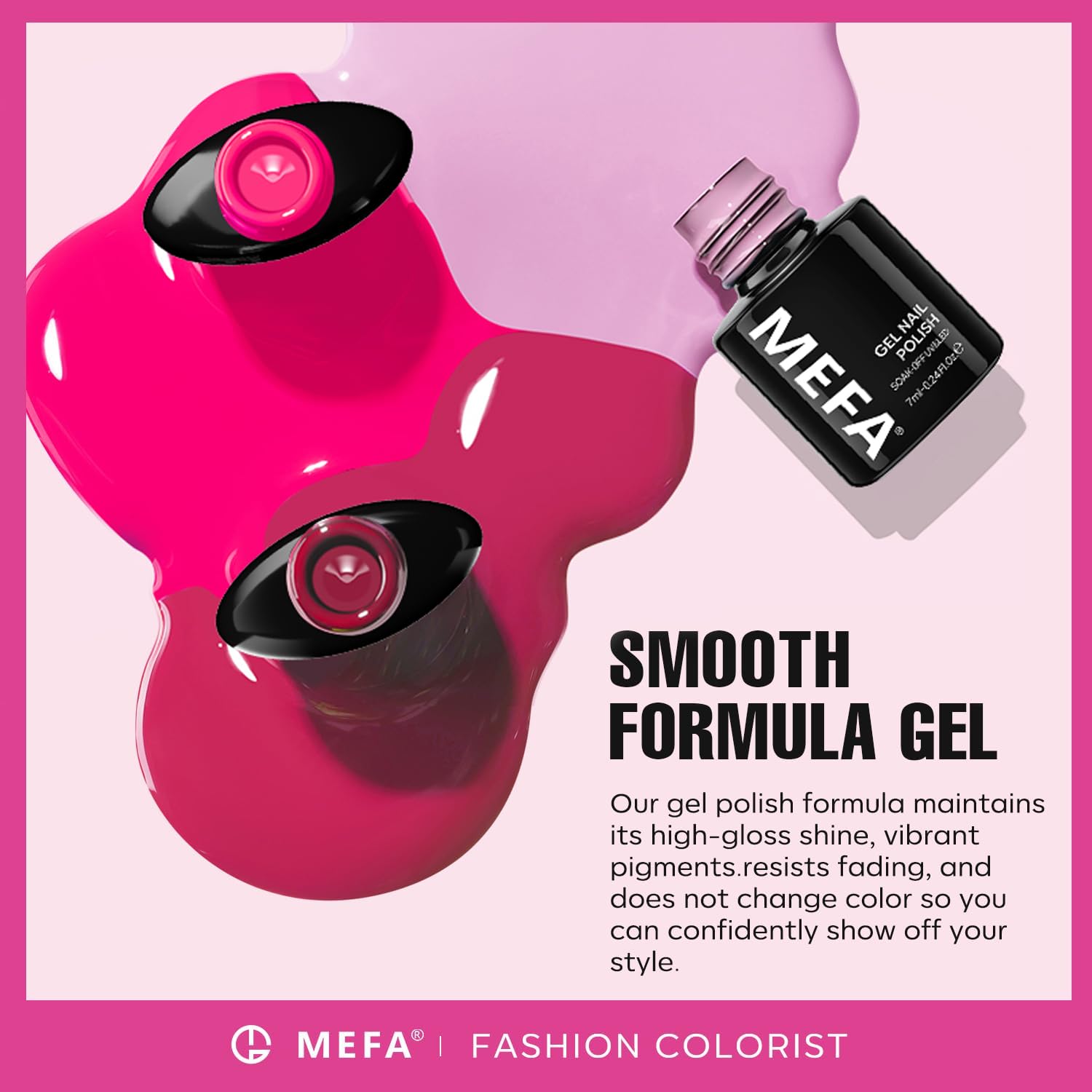 MEFA Valentine-themed pink gel nail design for at-home art