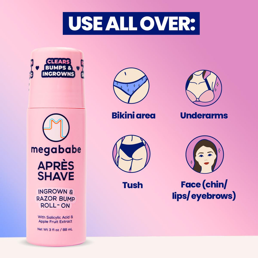 Megababe Après Shave uses apple extract to promote smoother skin.