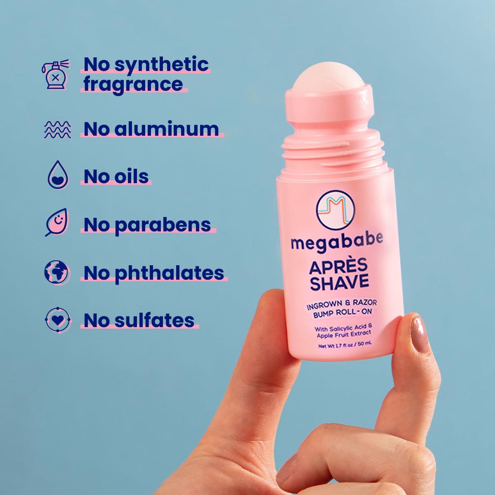 Megababe Après Shave suitable for bikini area, underarms, and legs to reduce irritation