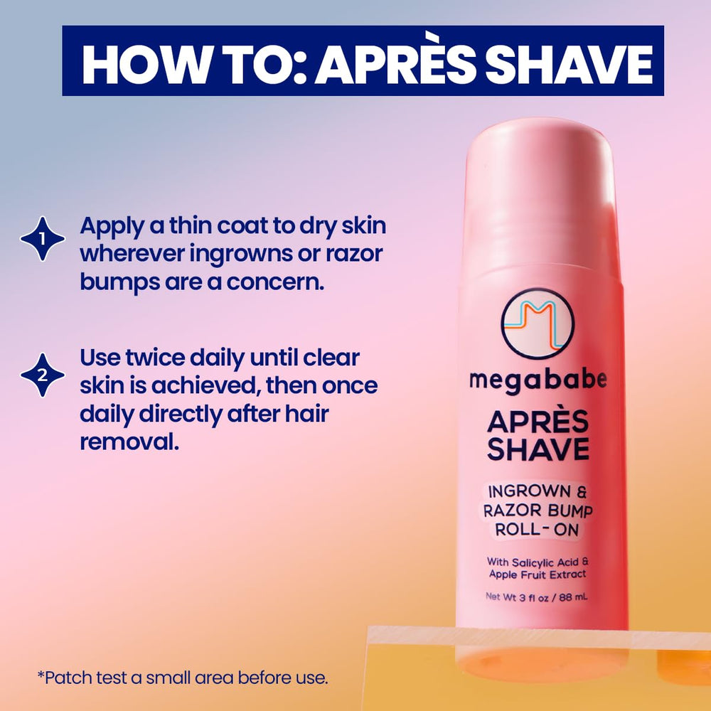 Megababe Après Shave contains witch hazel to soothe delicate skin.