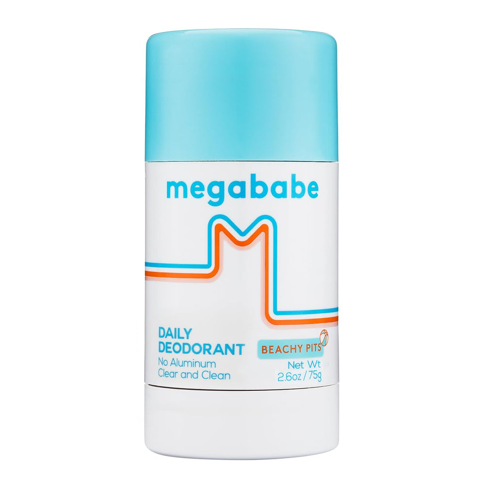 Desodorante Megababe Beachy Pits en barra con fragancia fresca para uso diario.