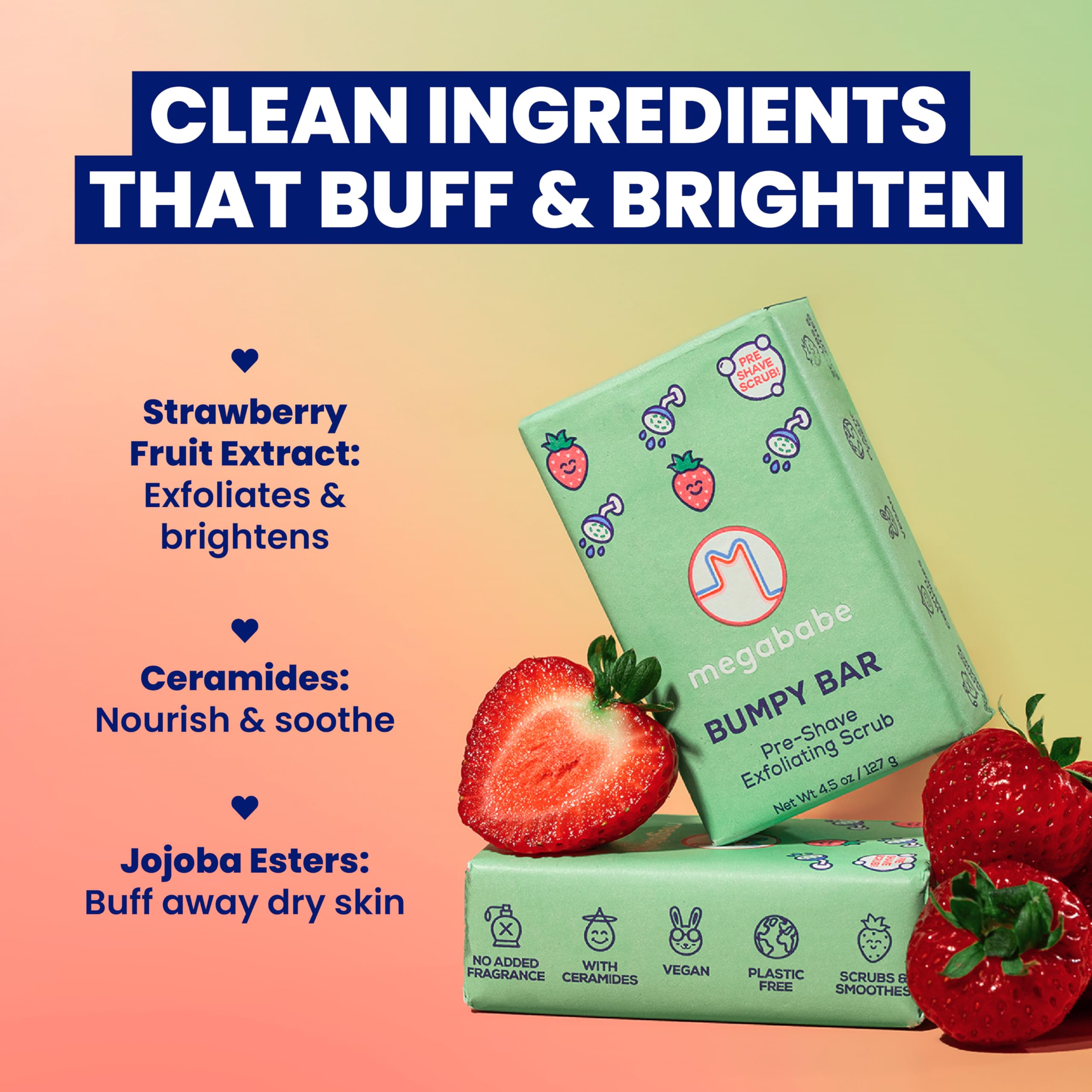 Megababe Bumpy Bar with shea butter delivers a creamy, nourishing texture.