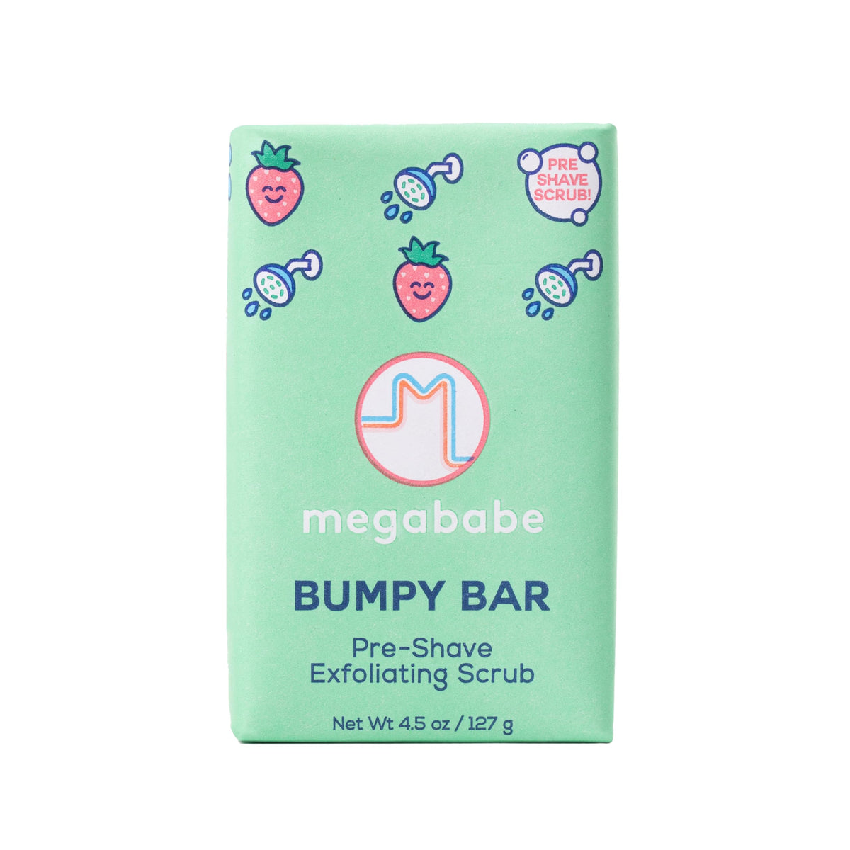 Megababe Bumpy Bar solid exfoliator ready for pre-shave prep and smoother skin.