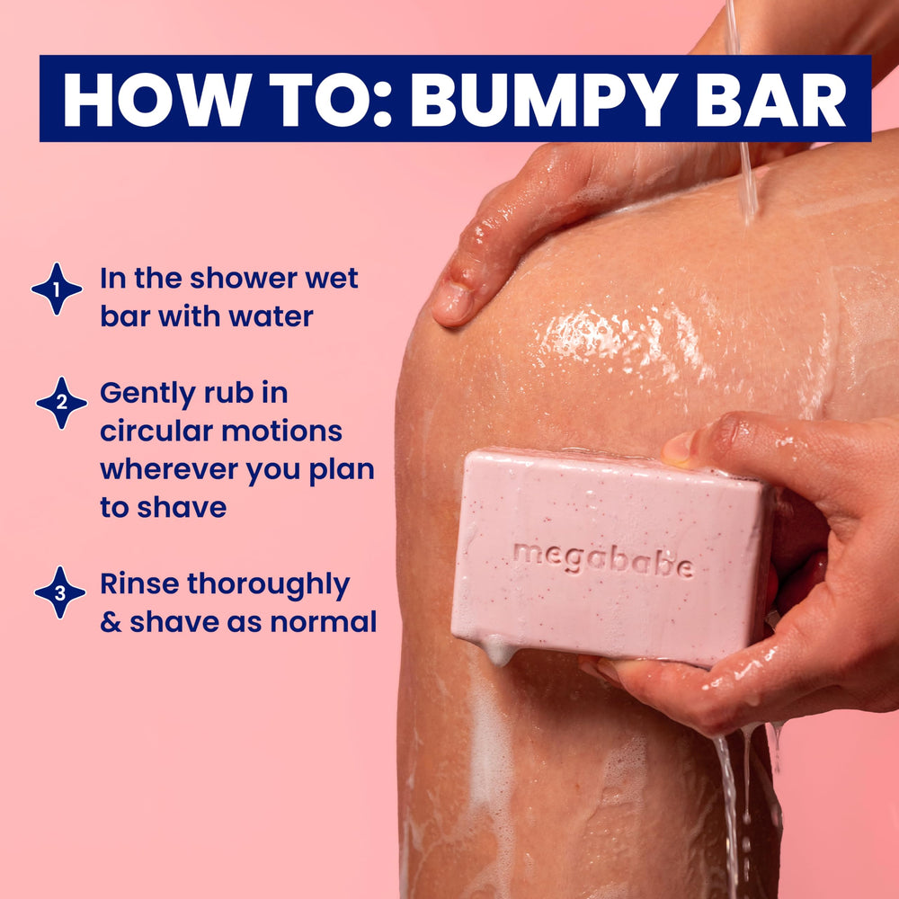 Megababe Bumpy Bar contains strawberry extract for gentle skin nourishment.