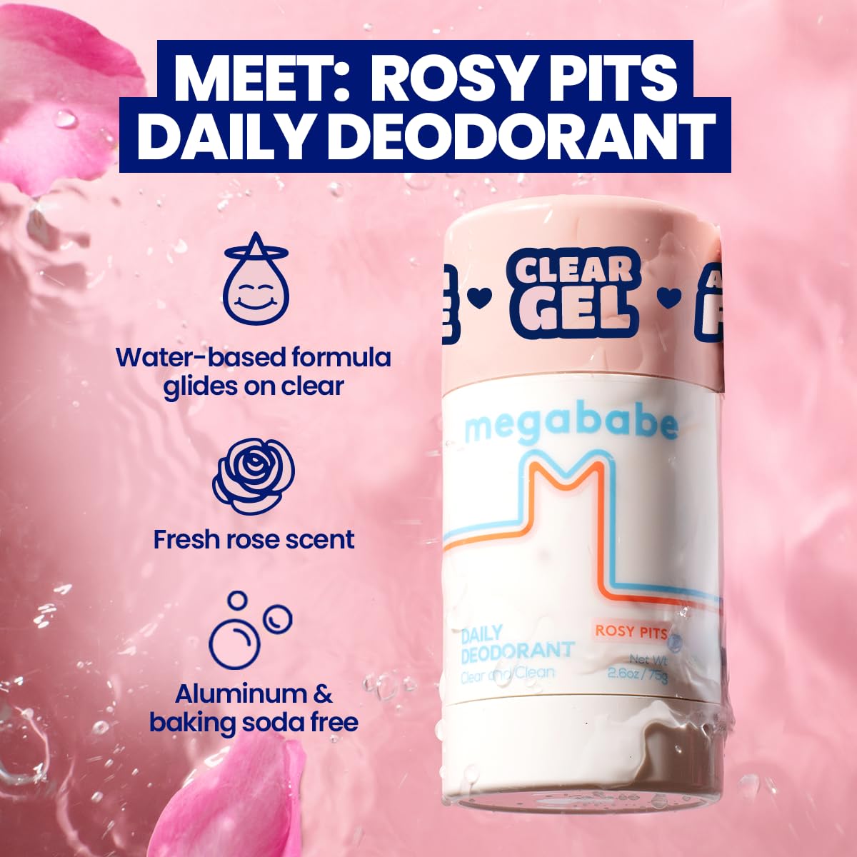 Aplicación del desodorante Megababe Rosy Pits en la mano, efecto suave.