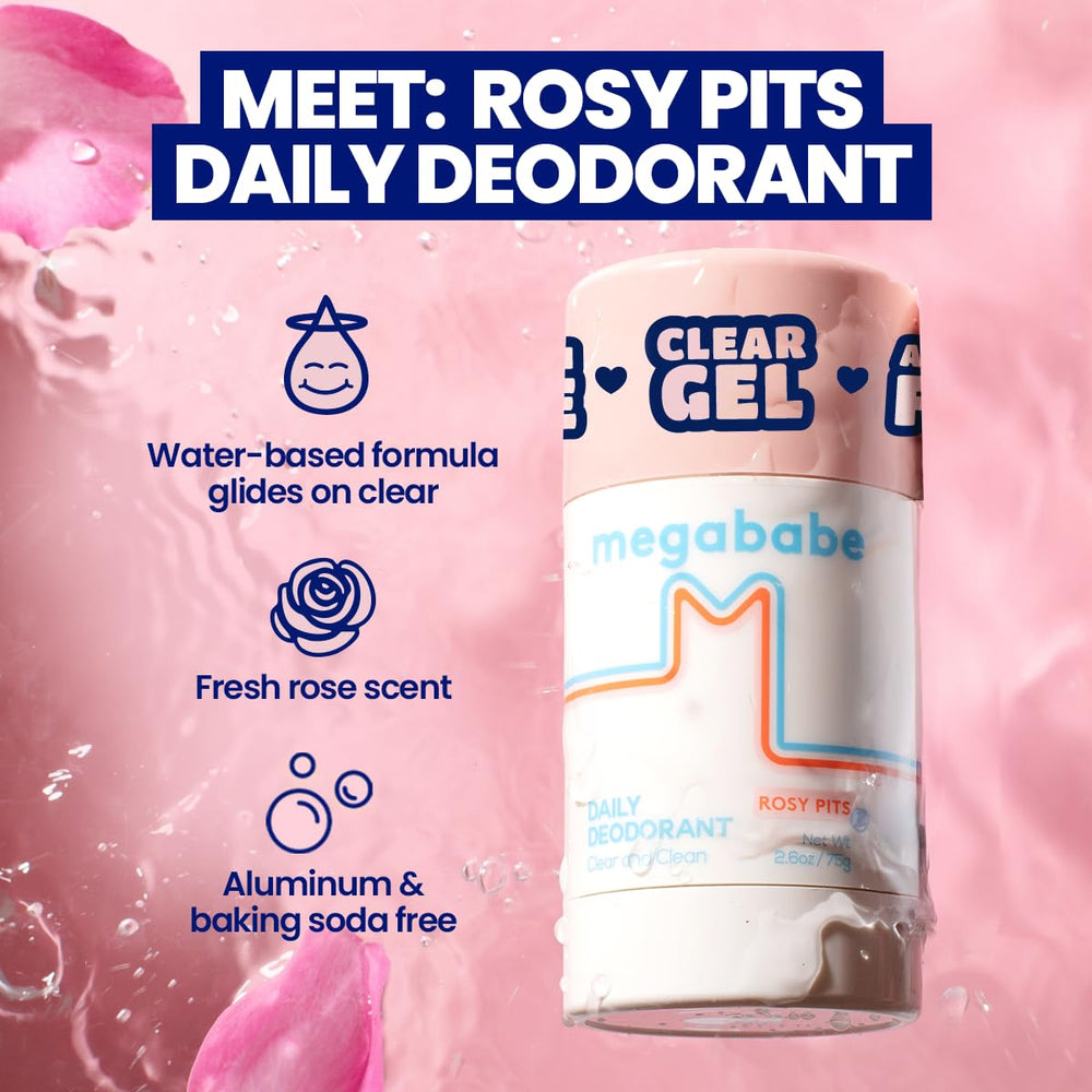 Aplicación del desodorante Megababe Rosy Pits en la mano, efecto suave.