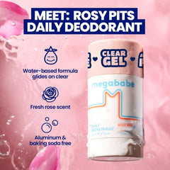 Aplicación del desodorante Megababe Rosy Pits en la mano, efecto suave.