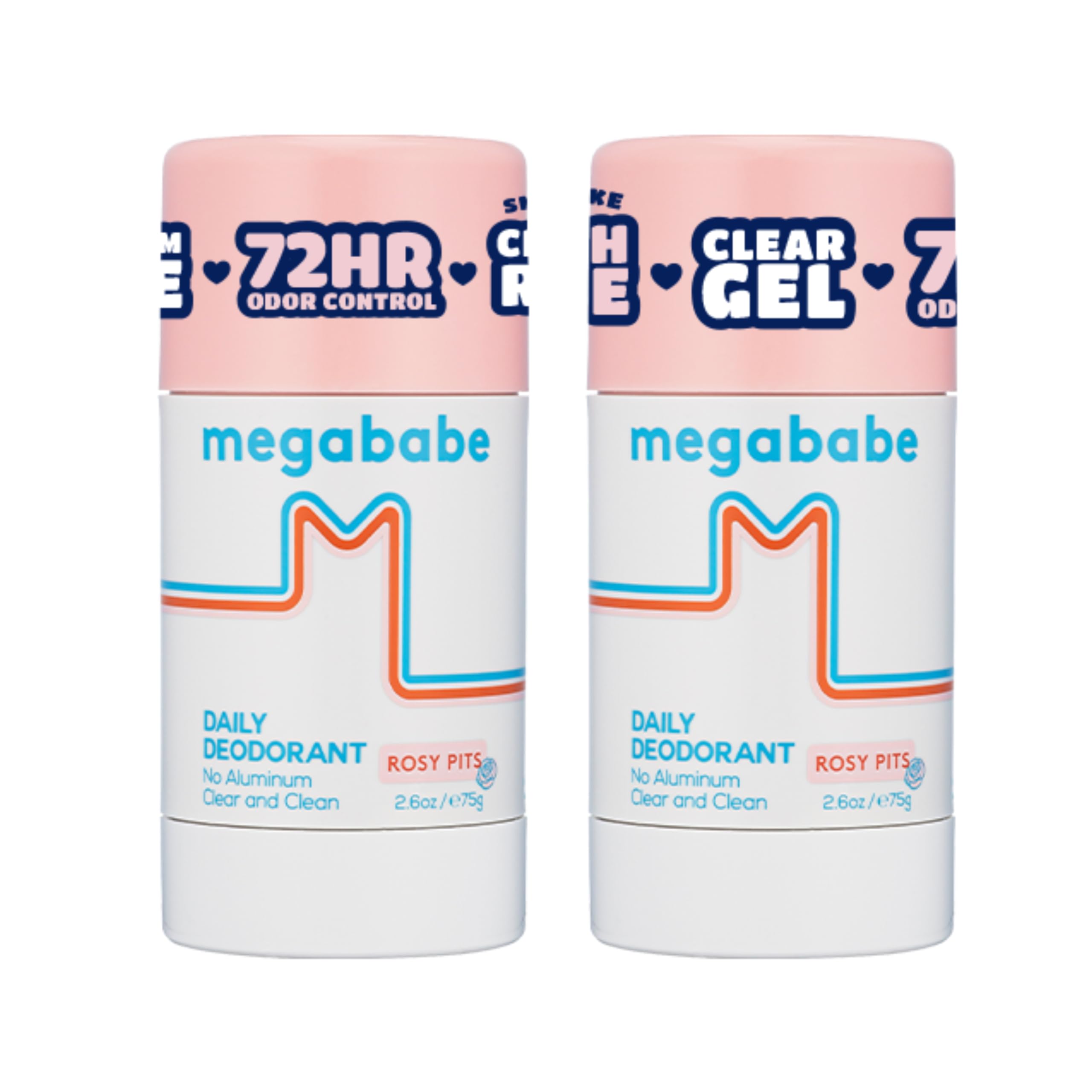 Megababe Daily Deodorant Rosy Pits, envase translúcido para uso diario y discreto.