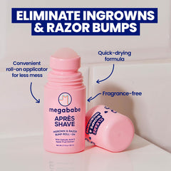 Megababe Mini Après Shave roller applying a mess-free coat on the skin