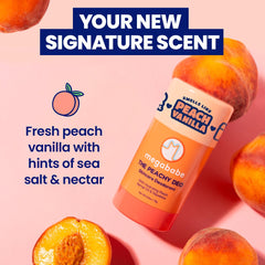 Megababe Peachy Deo empaque, cuidado de la piel al desodorante, tamaño práctico para bolso.