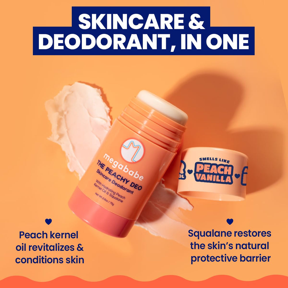 Megababe Peachy Deo textura suave, aplicación uniforme para sensación de comodidad.