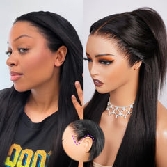 Megalook 13x6 HD lace front wig with natural look, glue-free.
