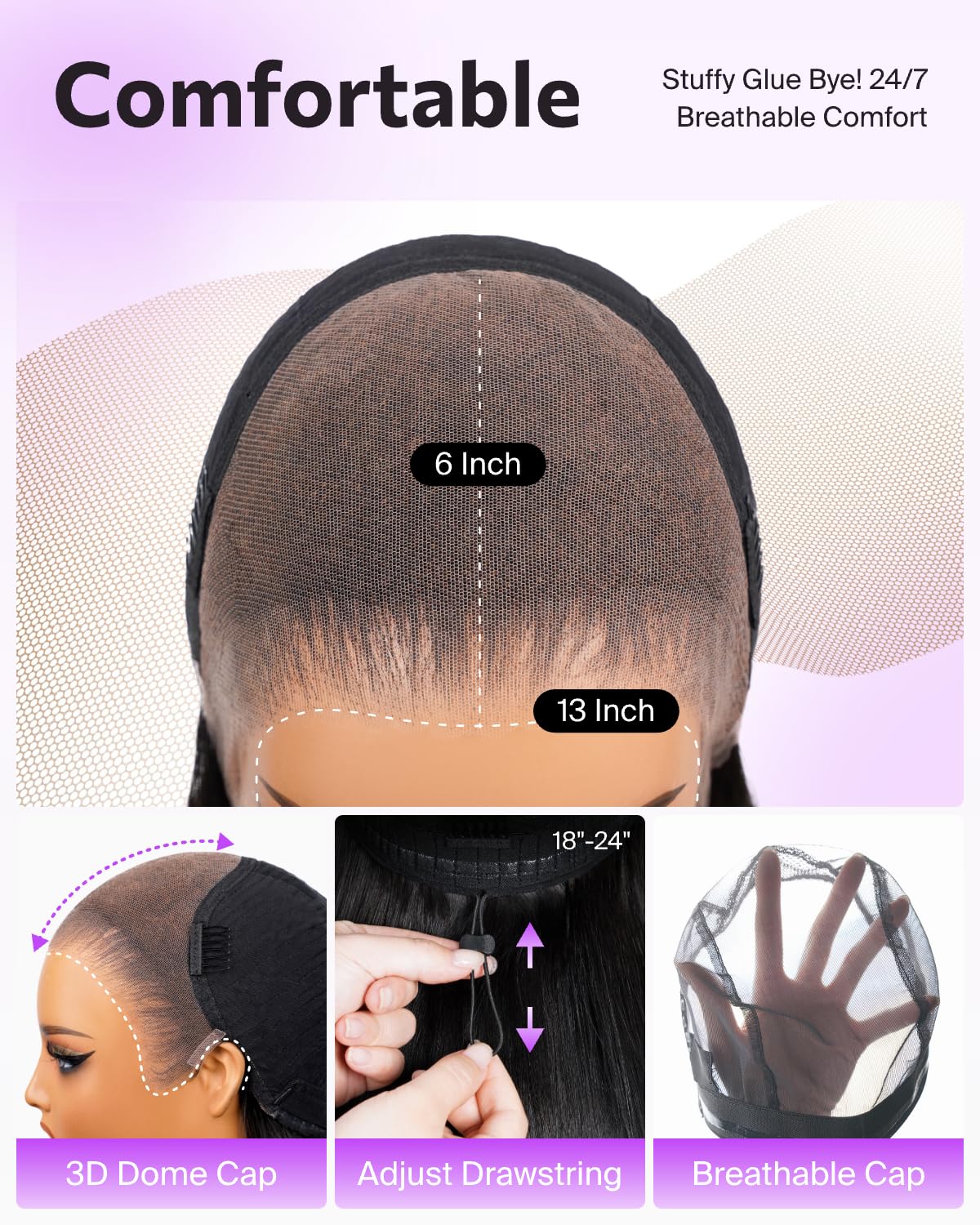 Megalook 220% density human hair for fuller, salon-like volume.