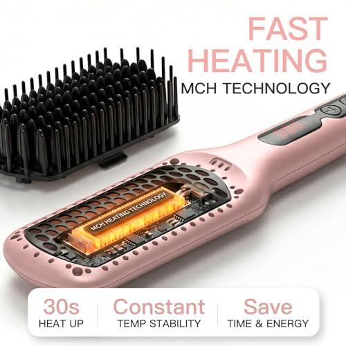 MEGAWISE Pro Ceramic Ionic Hair Straightener Brush anti-scald safety features in action.