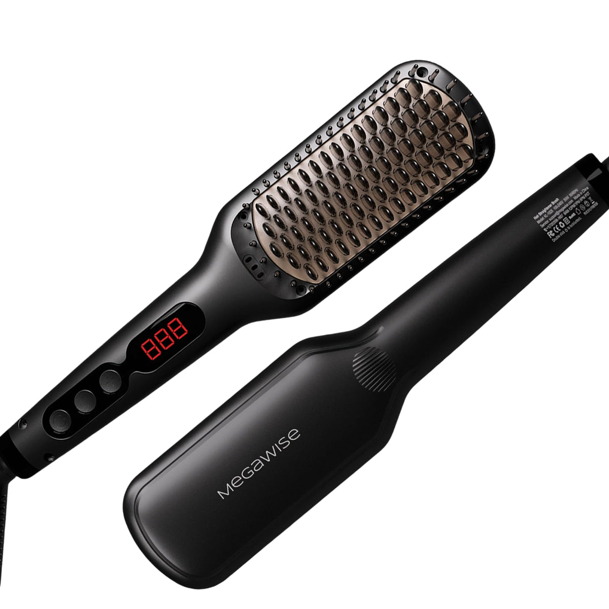 MEGAWISE Pro ceramic ionic brush front view, dual voltage ready for global styling.