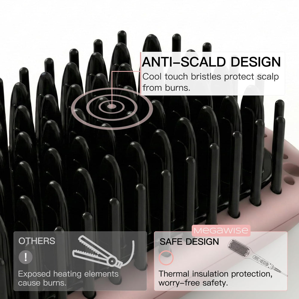 MEGAWISE Pro Ceramic Ionic Hair Straightener Brush suitable for a home salon routine.