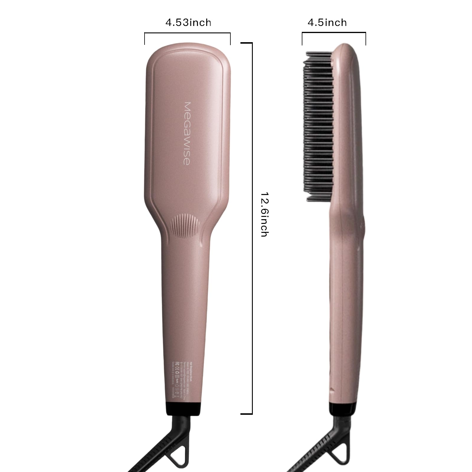 MEGAWISE Pro Ceramic Ionic Hair Straightener Brush packaging and user guide included.