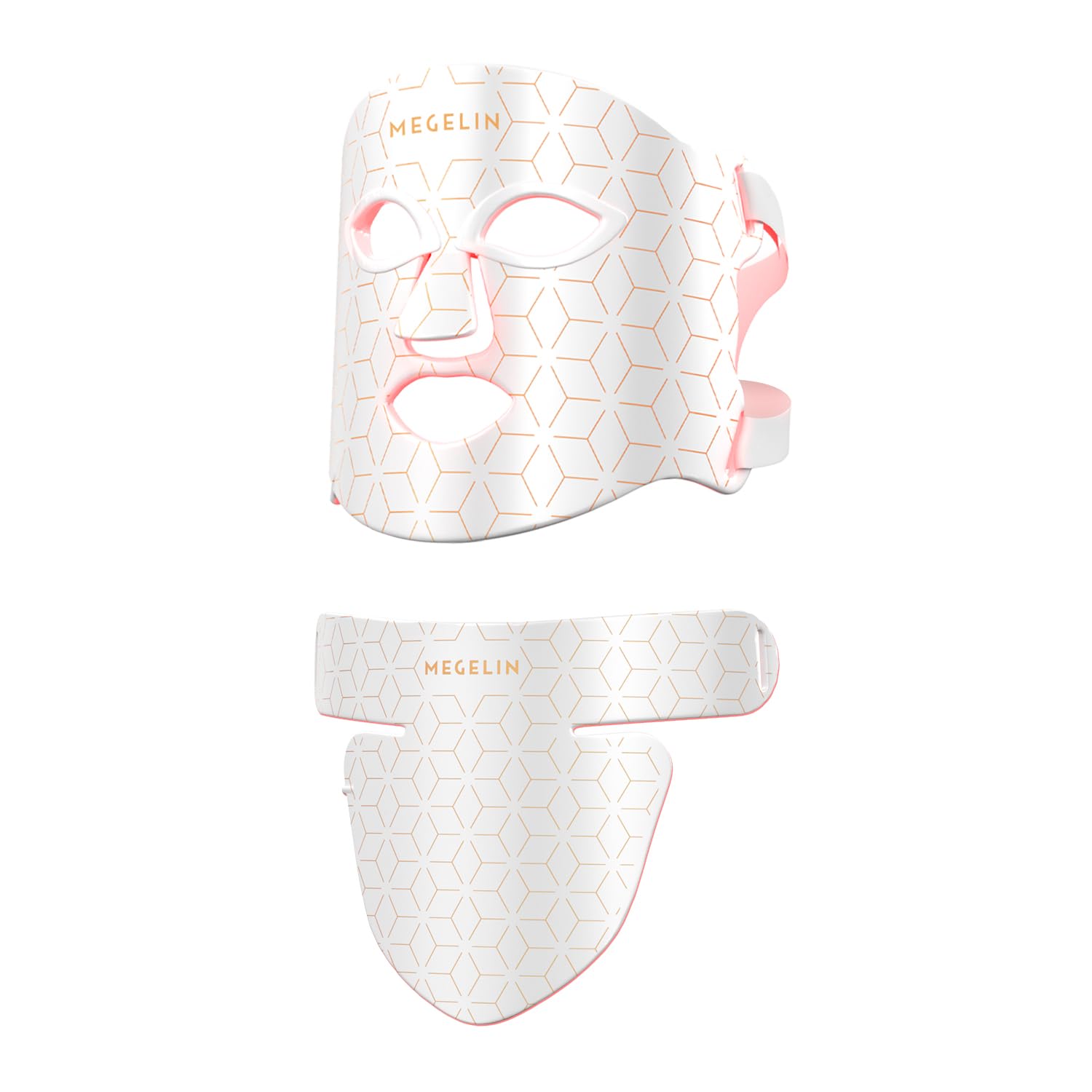 MEGELIN LED face-neck mask worn for at-home light therapy sessions.