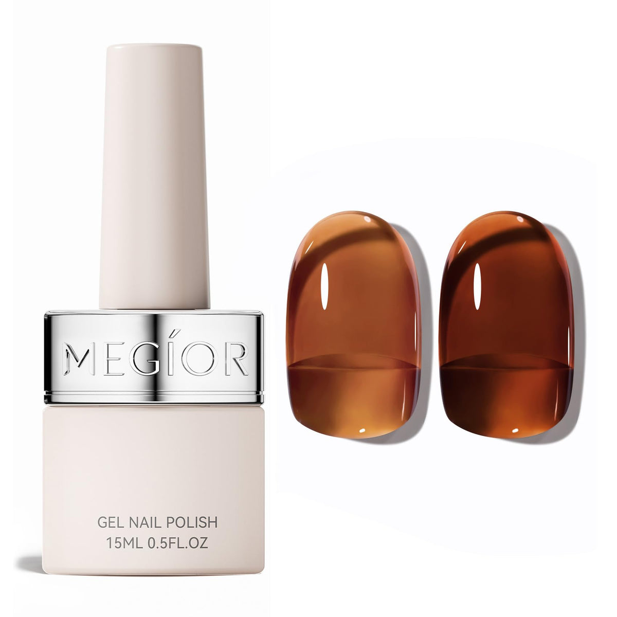 MEGIOR tortuga gel transparente botella para uñas con acabado duradero.