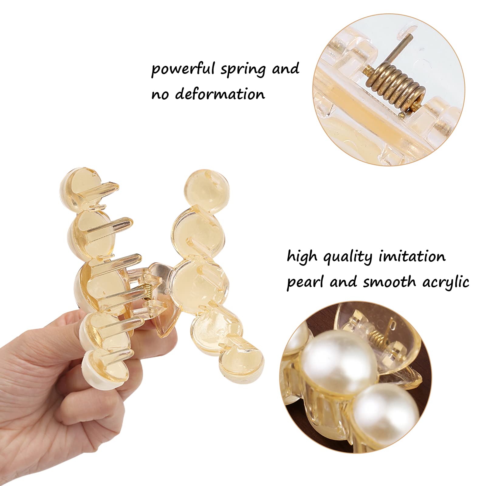 Mehayi clips pelo grande perla duradero, sujeción estable