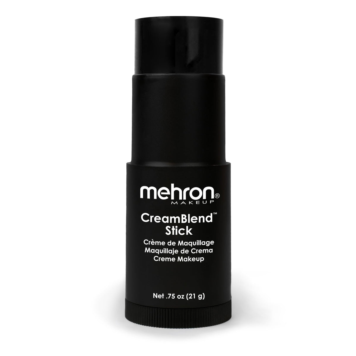 Mehron CreamBlend Stick para rostro y cuerpo en negro, color intenso.