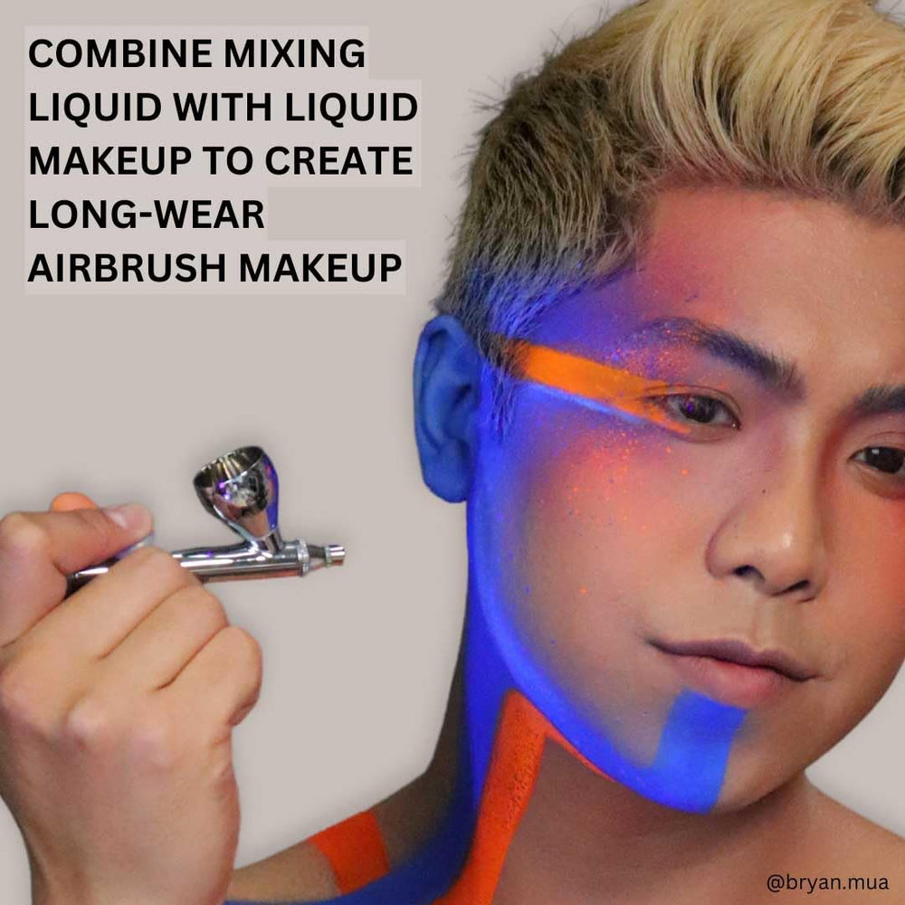 Aplicación de brillo estable con Mehron Mixing Liquid y purpurina, sin caídas.