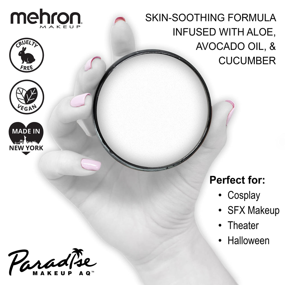 Mehron Paradise Makeup AQ Blanco: pintura para cuerpo, ideal para disfraz y estilos duraderos.