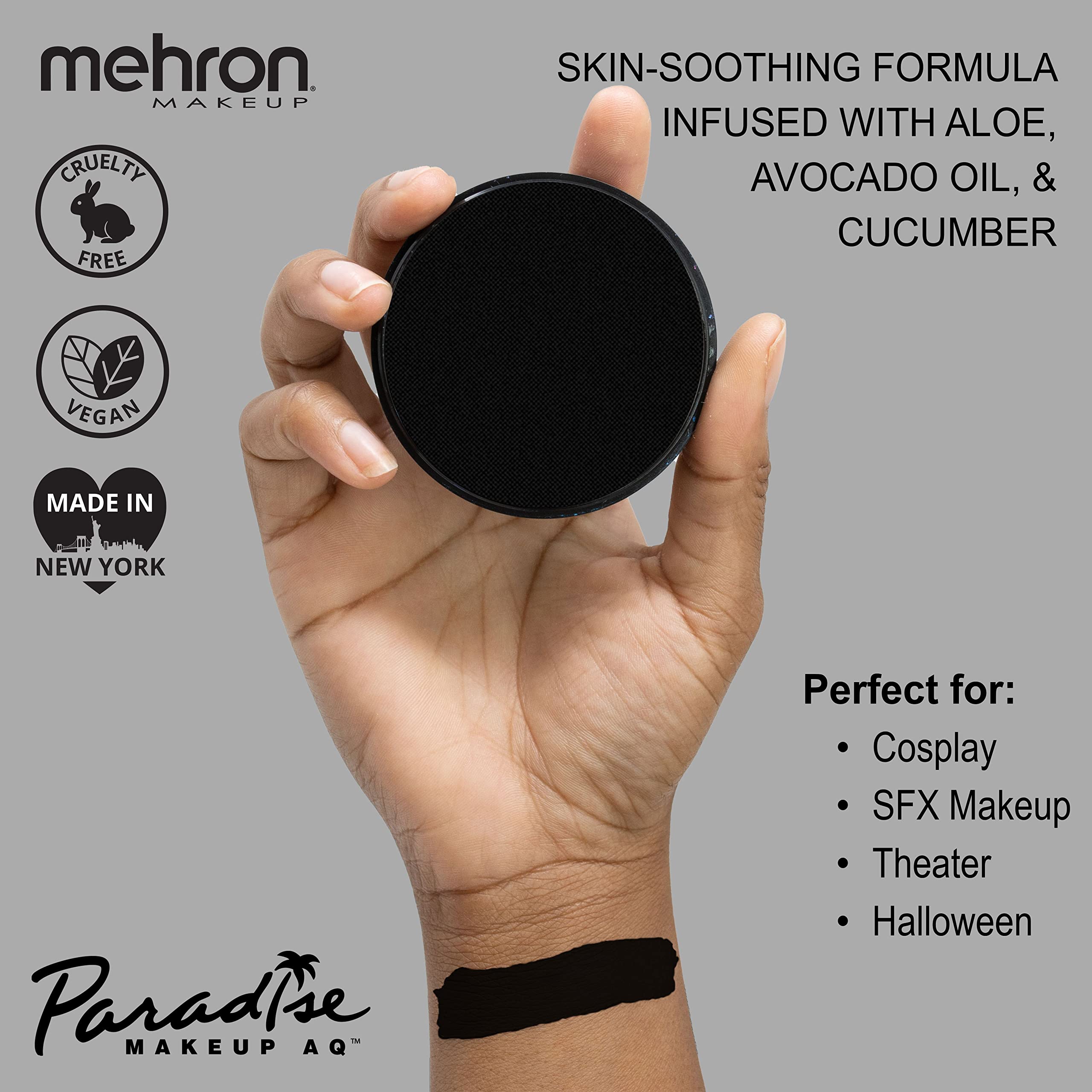 Mehron Paradise Makeup AQ Pro, prueba en la piel, color vibrante para looks intensos.