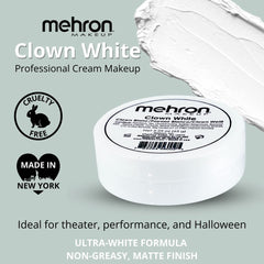 Mehron blanco payaso con esponja, aplicación suave, cobertura uniforme y rápida