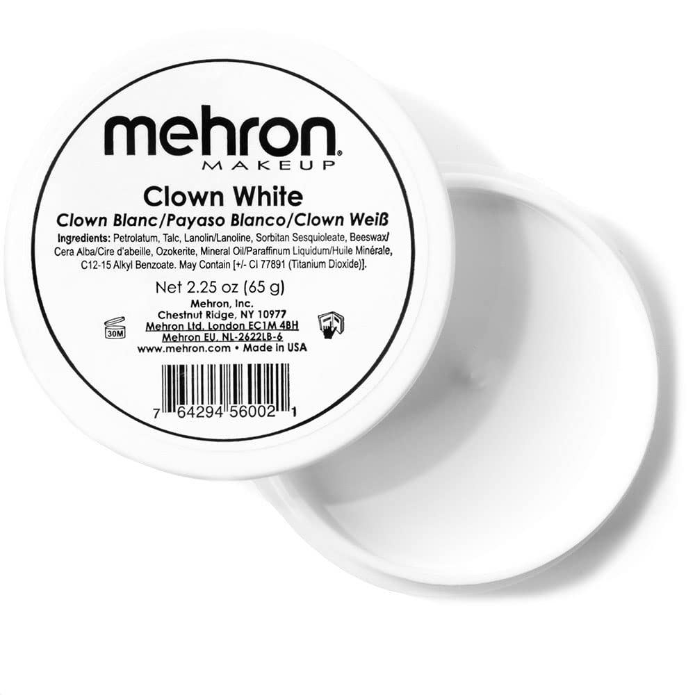 Mehron blanco payaso crema piel para acabado suave y consistente en escena