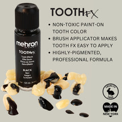 Detalle de dientes carcomidos con Tooth FX Negro para efectos realistas.