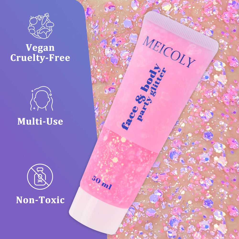 MEICOLY Chameleon Glitter apto para rostro, cuerpo y cabello durante presentaciones o fiestas.