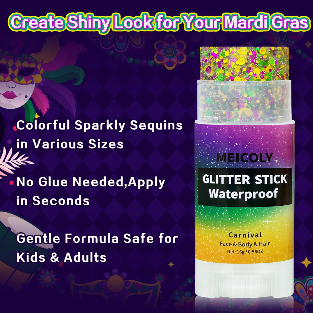 MEICOLY duración larga barra brillo Mardi Gras, ideal para bailes.