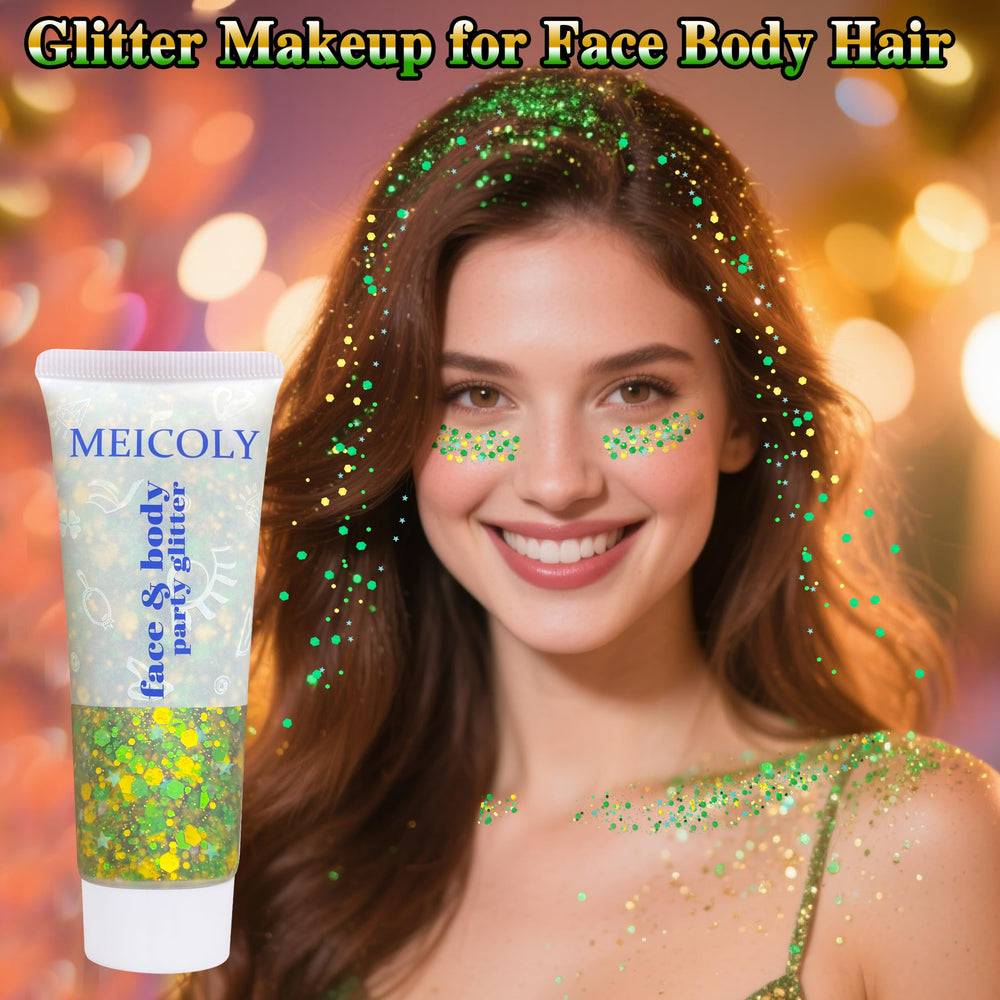 MEICOLY glitter dorado y verde accesorio de look