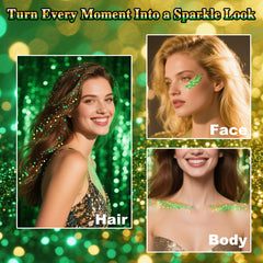 MEICOLY glitter dorado y verde en cabello para brillo duradero