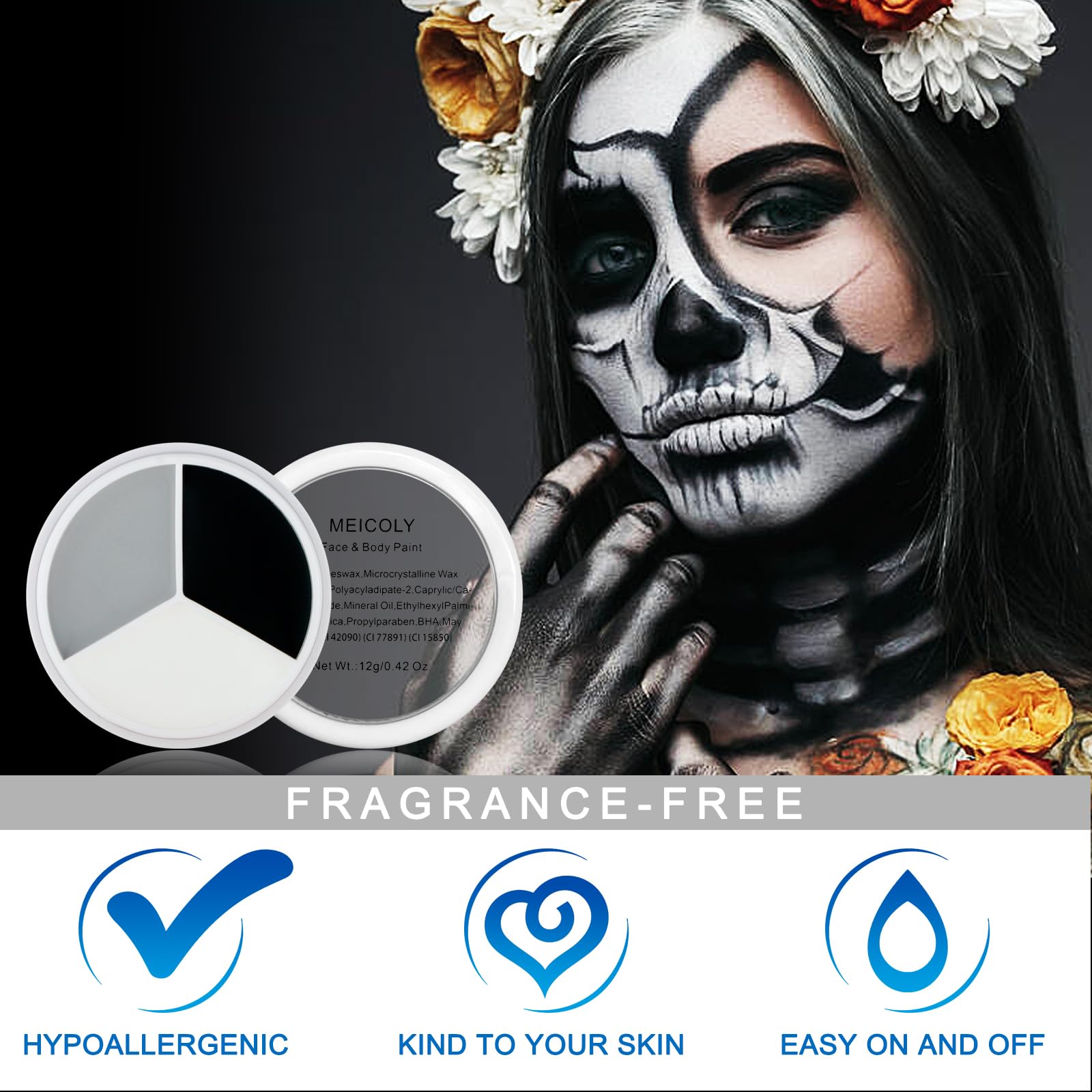 MEICOLY maquillaje-cuerpo-gris-claro para efectos realistas