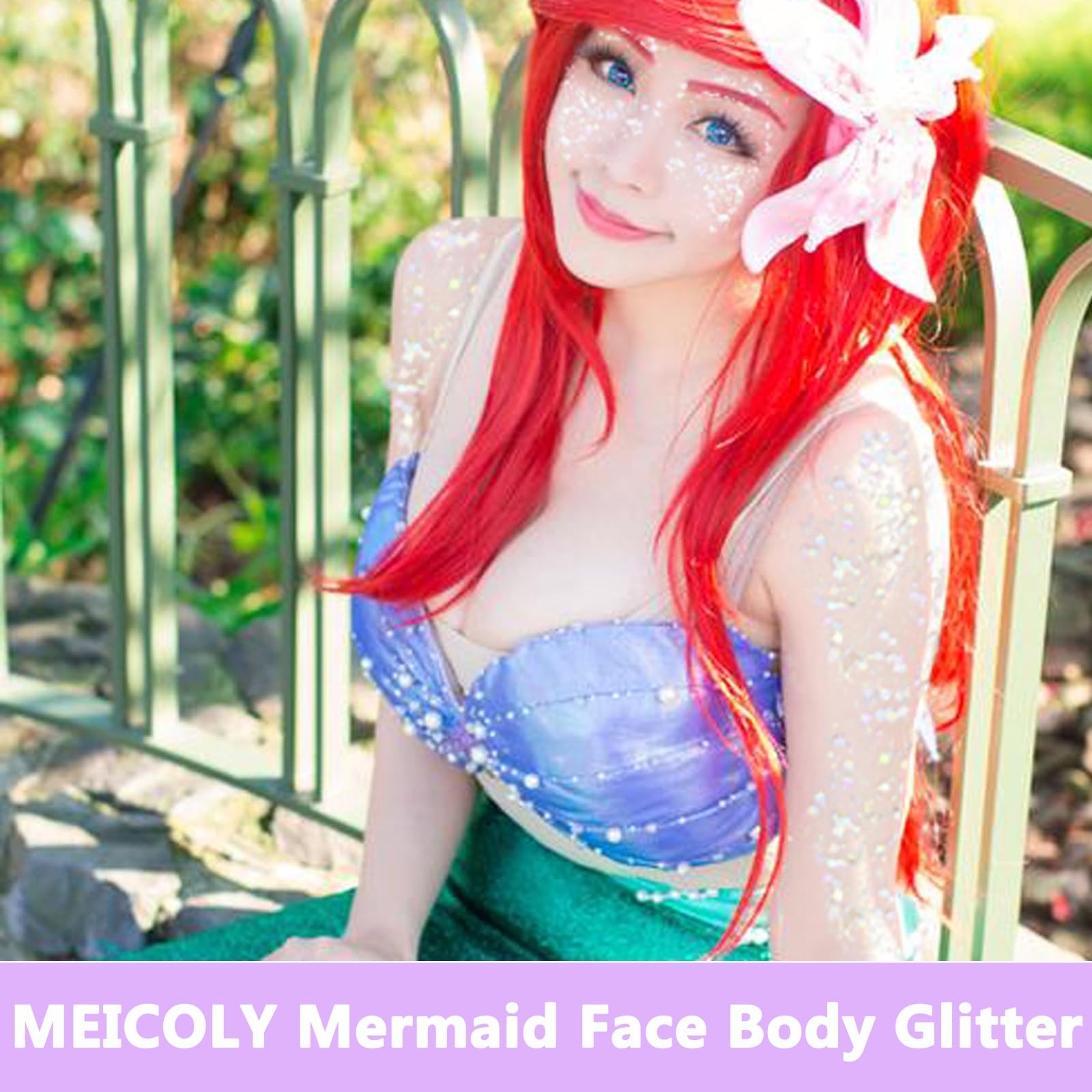 MEICOLY Mermaid Face Glitter Gel adds shimmering color to face and lips.