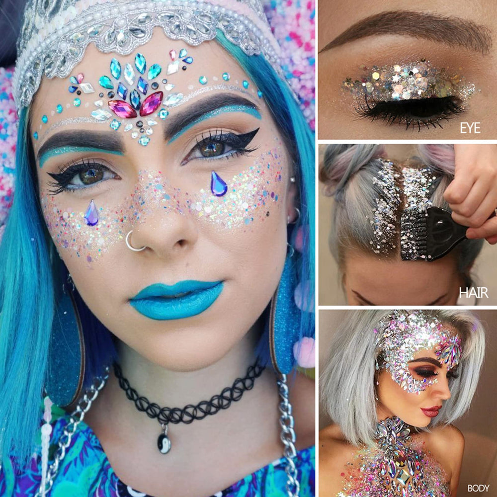 MEICOLY party glitter packaging showcases easy-to-store festival accessories